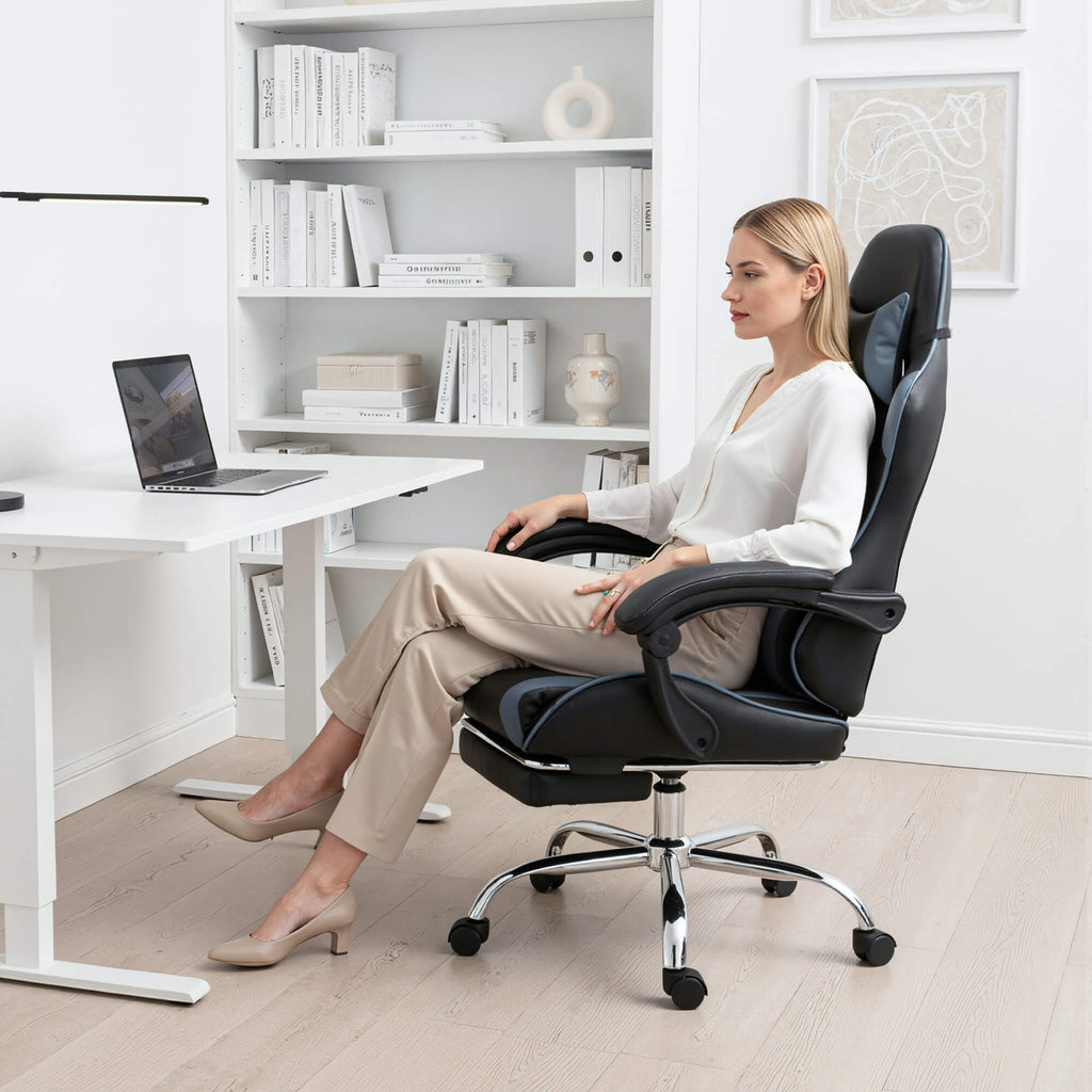 Gaming Chair with Footrest Upholstered Armrests for Home Office