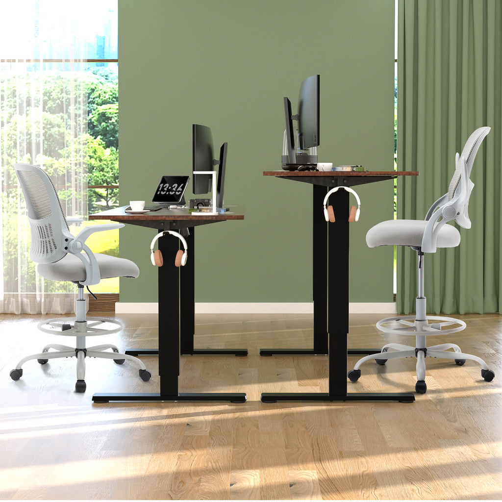 Office Chair with Reversible Armrest Lumbar Support