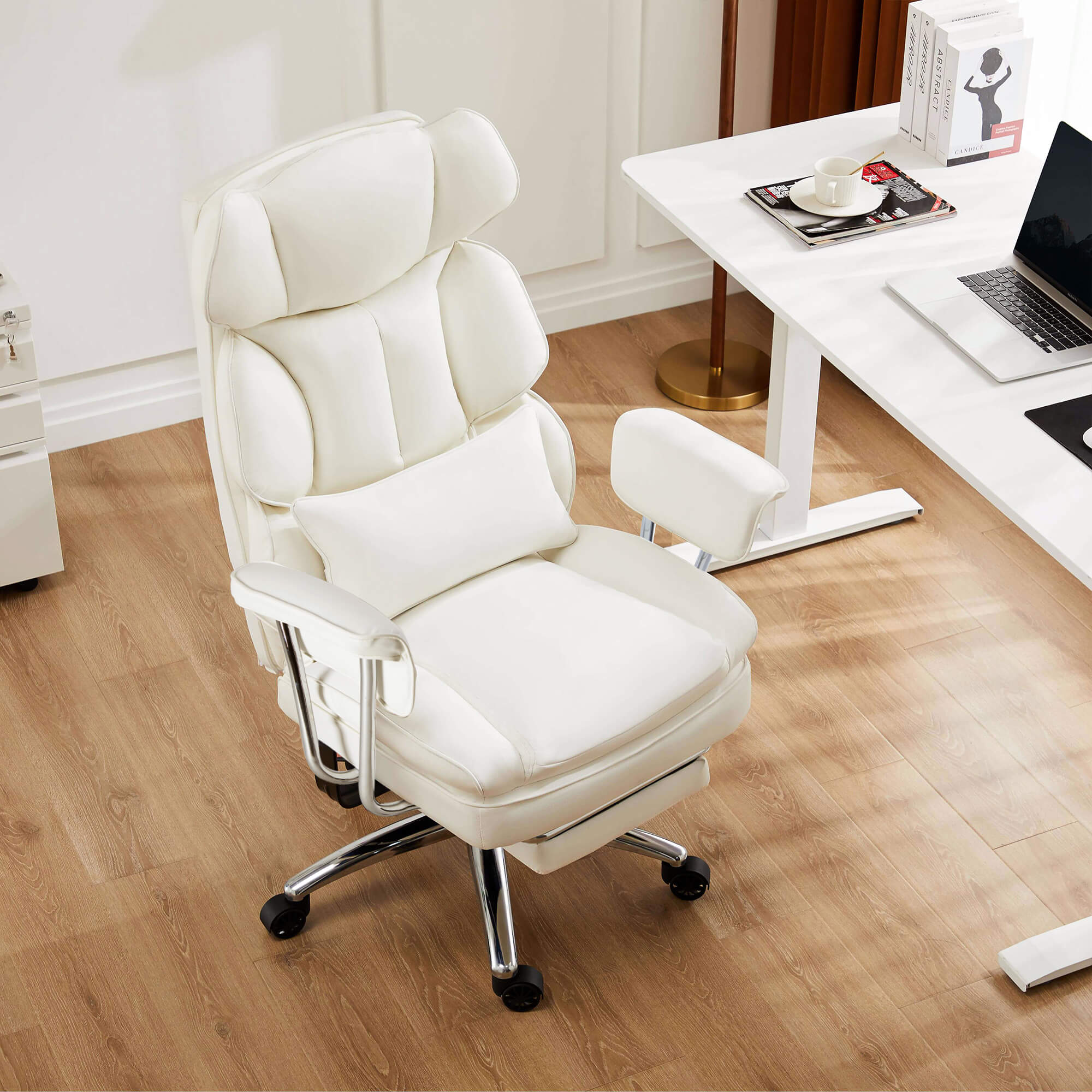 Computer Chair Leather with Leg Rest for Office