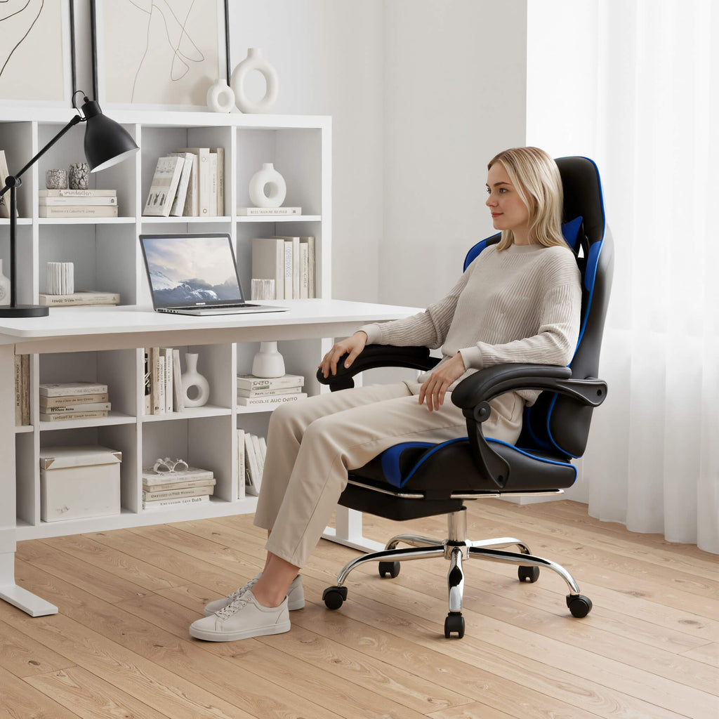 Gaming Chair with Footrest Upholstered Armrests for Home Office