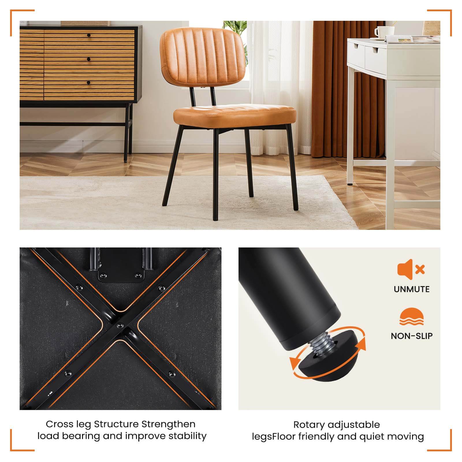 Dining Chair 2 Piece Faux Leather Cushion Set for Dining Room