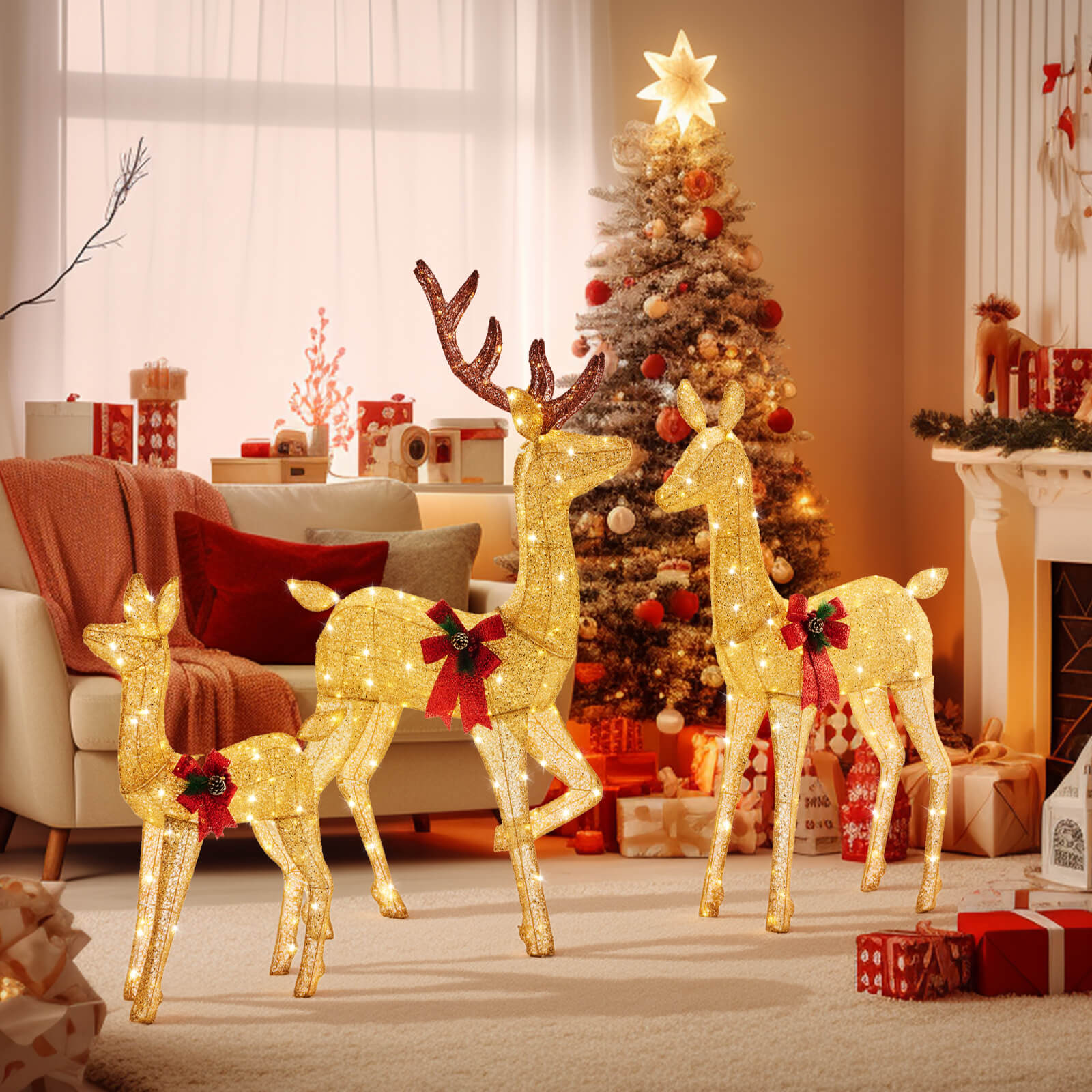 Illuminated Reindeer Trio - Outdoor Christmas Decor