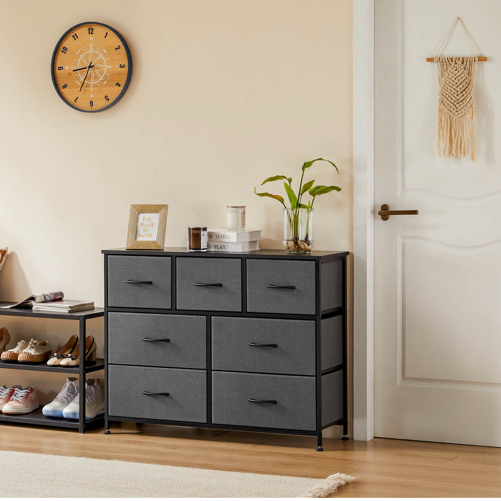 Dresser Wooden Top with Storage for Living Room Bedroom