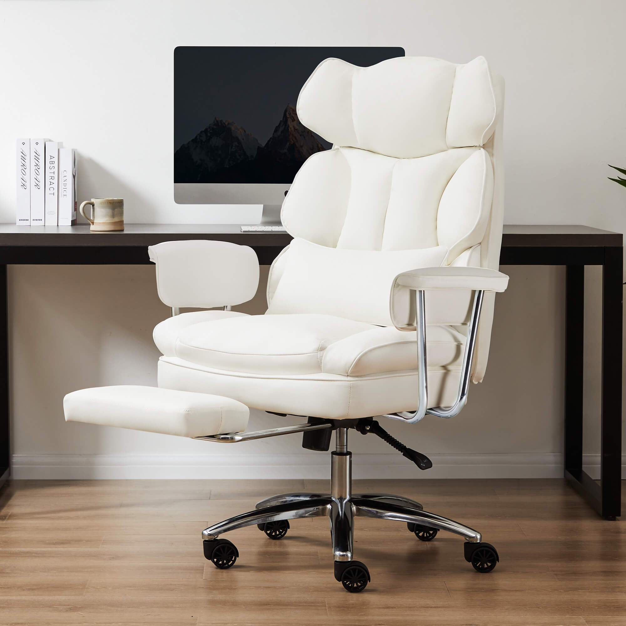 Computer Chair Leather with Leg Rest for Office