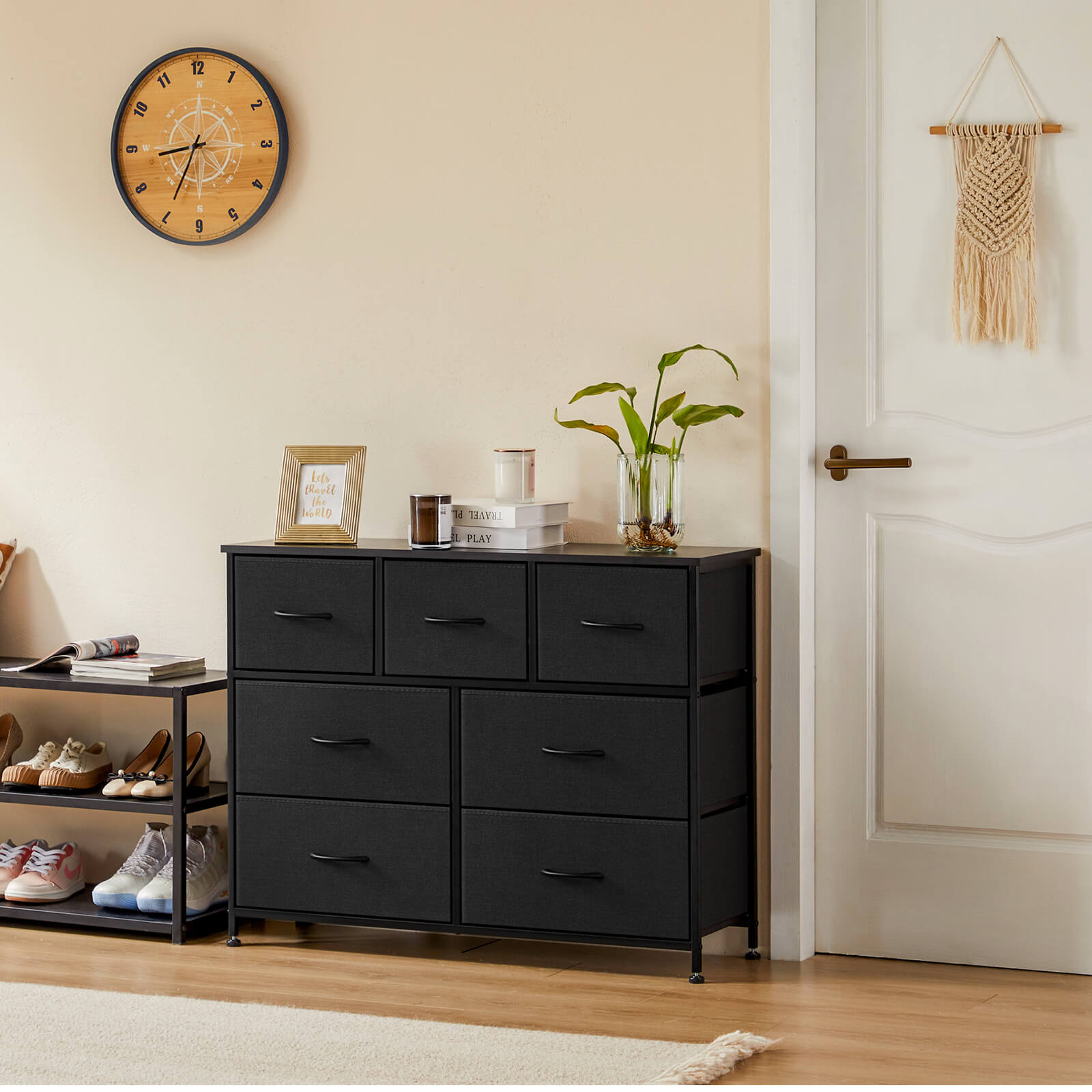 Dresser Wooden Top with Storage for Living Room Bedroom