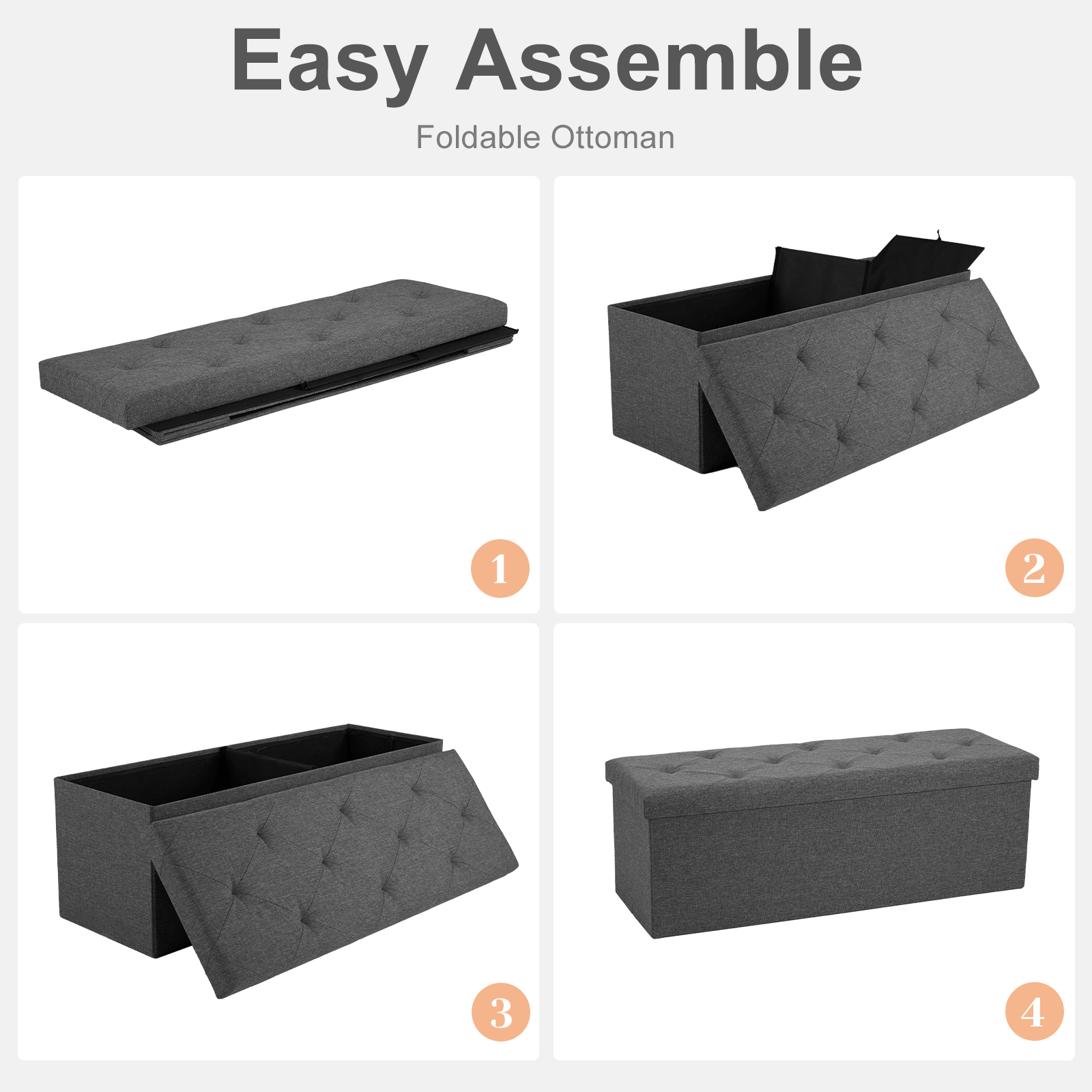 Bed Footstool storage ottoman for Bedroom and Entry Door