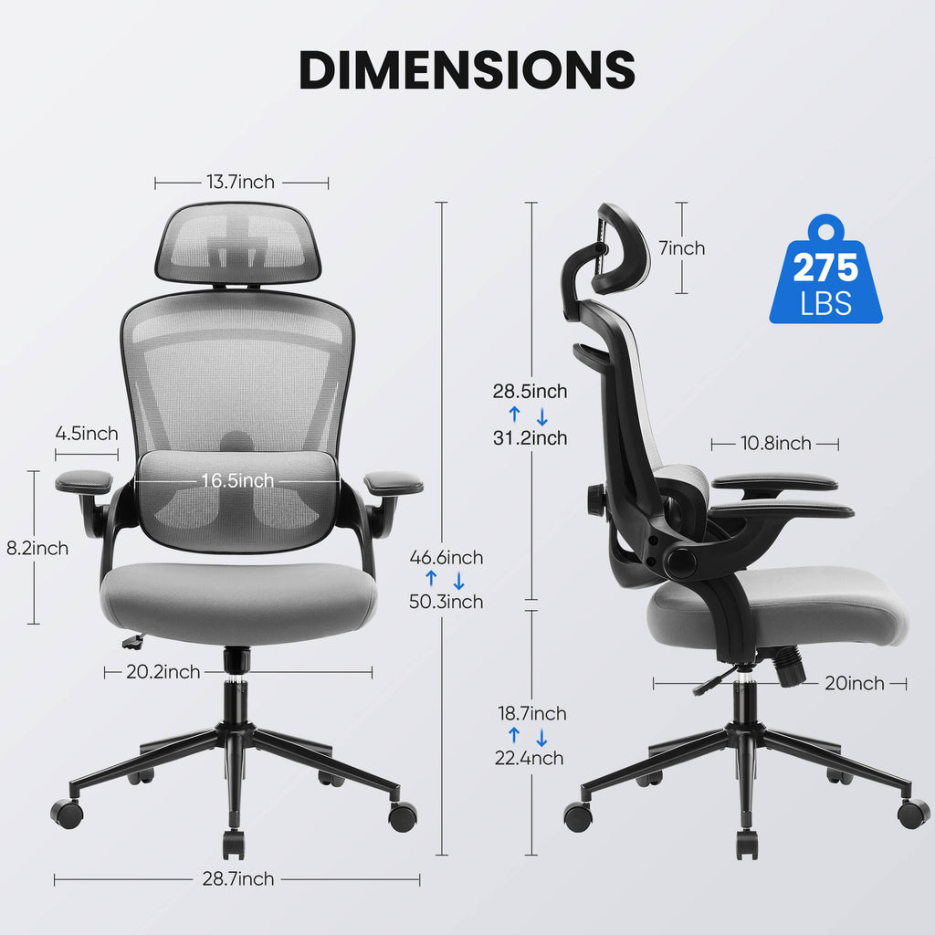 Office Chair 120° Tilt with Flip-Up Armrests for Offices