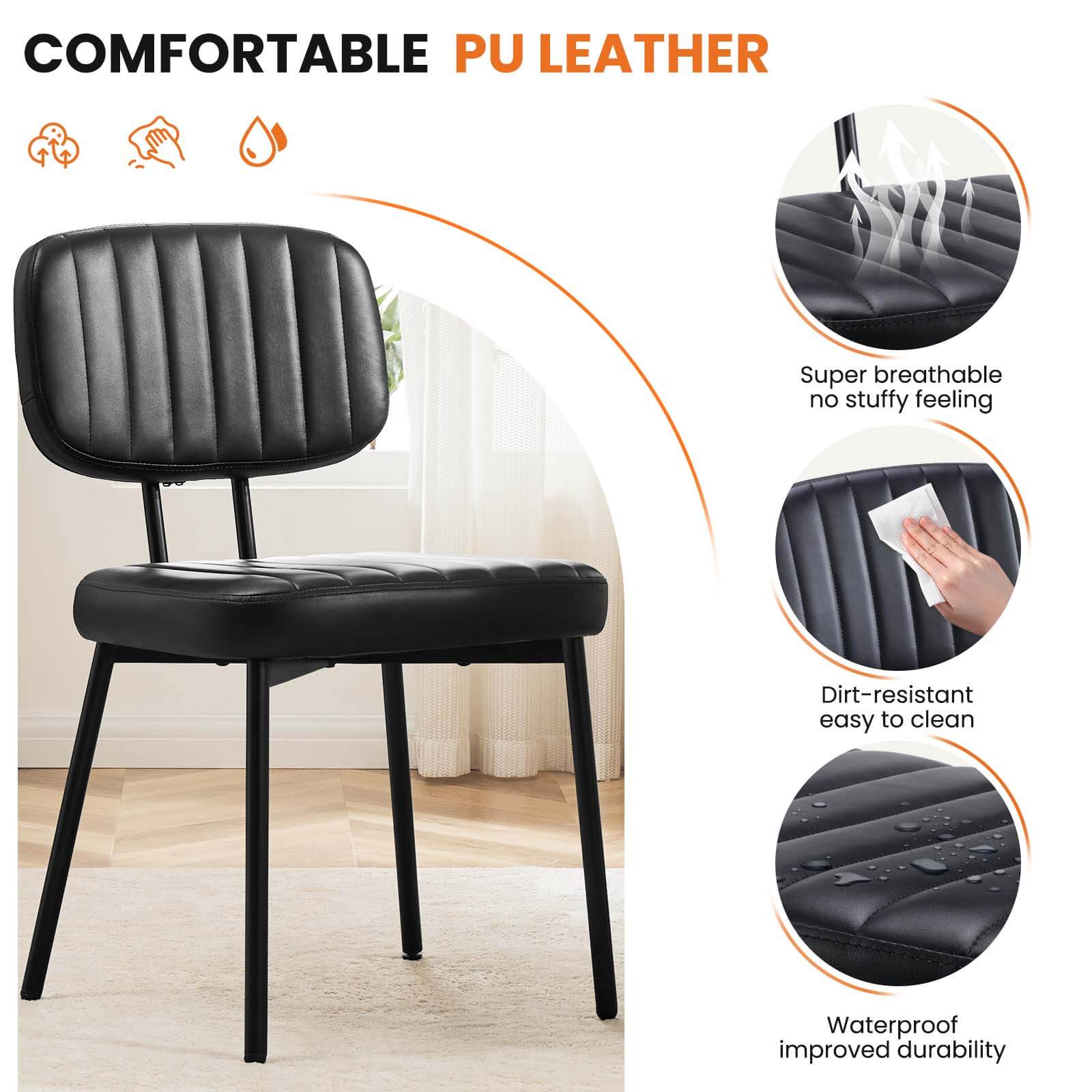 Dining Chair 2 Piece Faux Leather Cushion Set for Dining Room