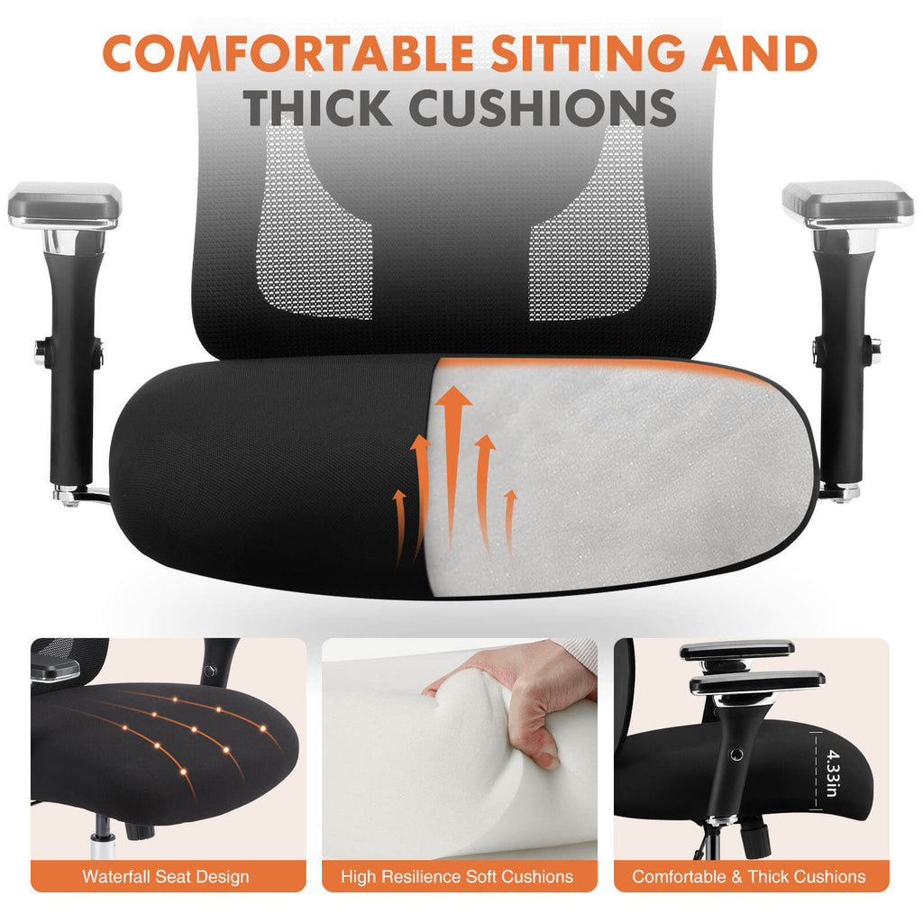 Office Chair with Adjustable Lumbar Support Oversized Cushion