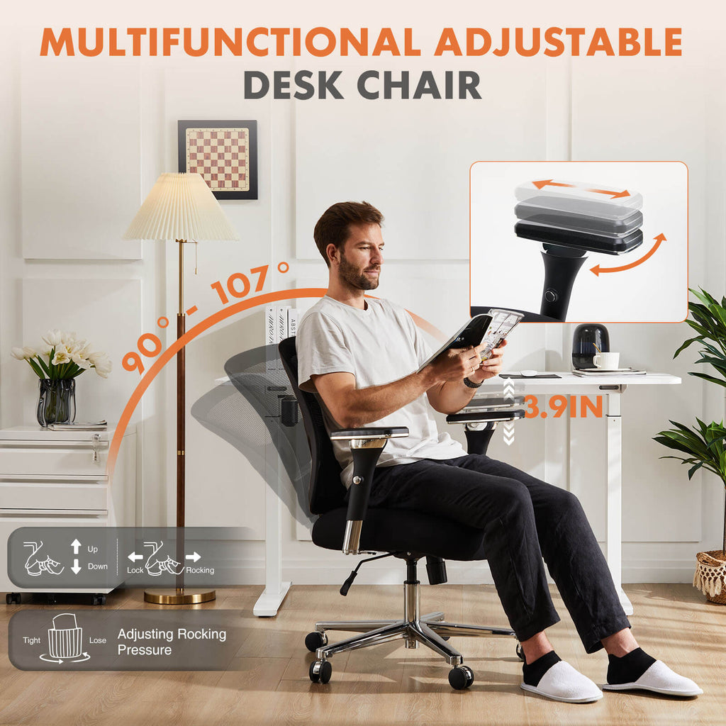 Office Chair with Adjustable Lumbar Support Oversized Cushion