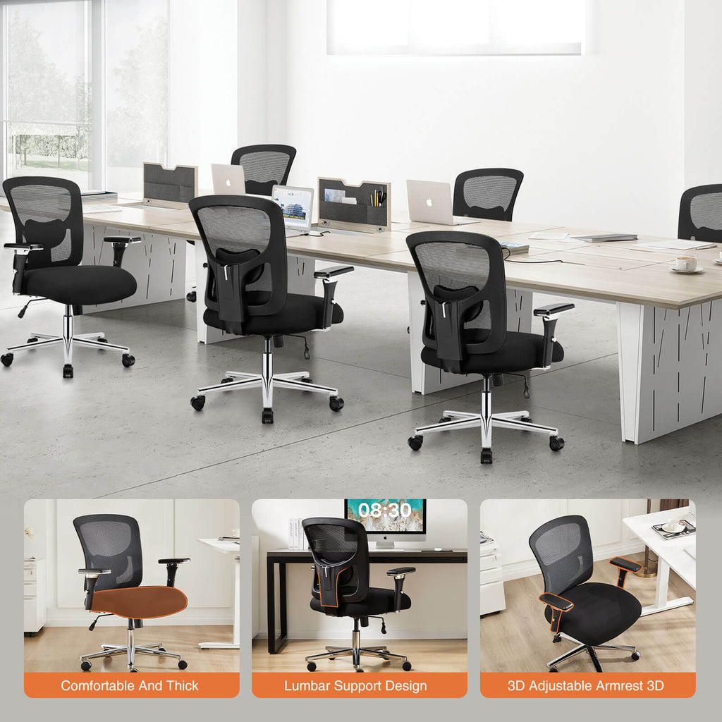 Office Chair with Adjustable Lumbar Support Oversized Cushion