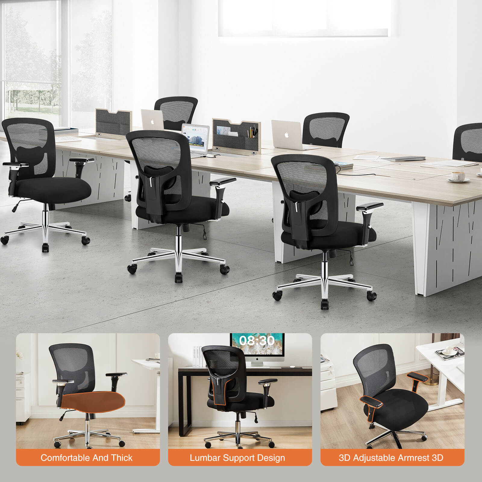 Office Chair with Adjustable Lumbar Support Oversized Cushion