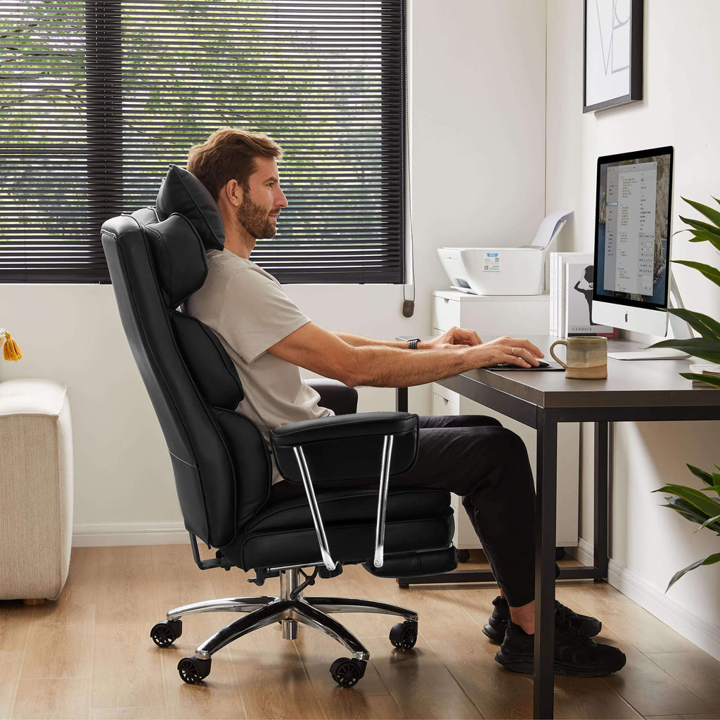 Computer Chair Leather with Leg Rest for Office