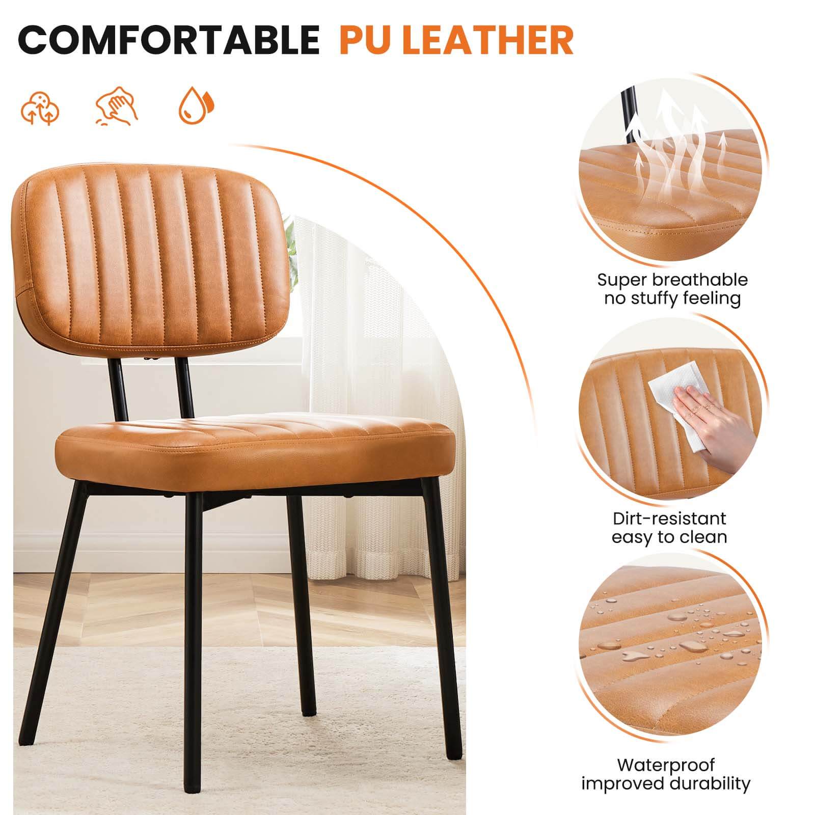 Dining Chair 2 Piece Faux Leather Cushion Set for Dining Room