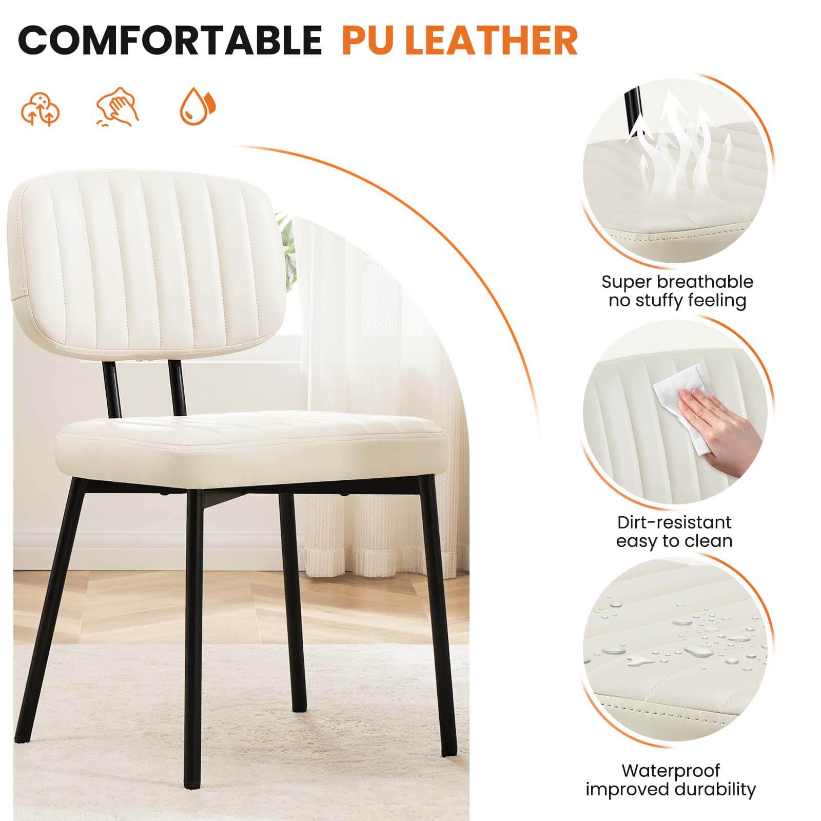Dining Chair 2 Piece Faux Leather Cushion Set for Dining Room