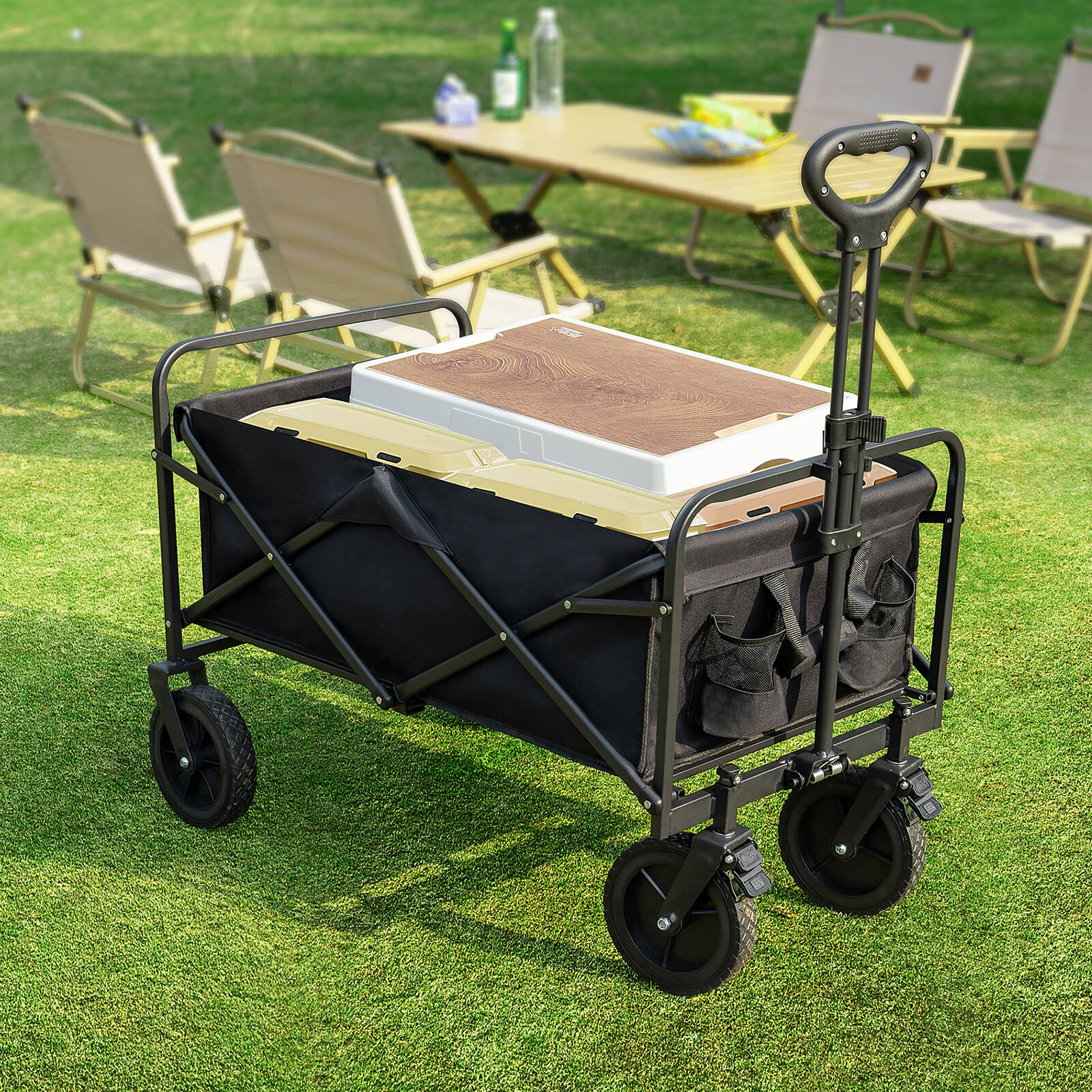 Foldable Wagon with All Terrain Wheels for Outdoor Camping