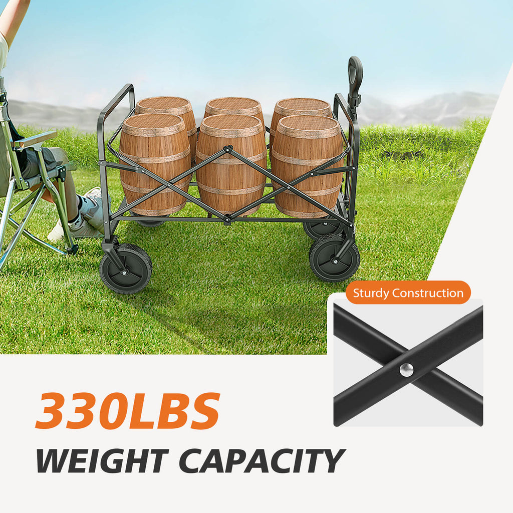 Foldable Wagon with All Terrain Wheels for Outdoor Camping