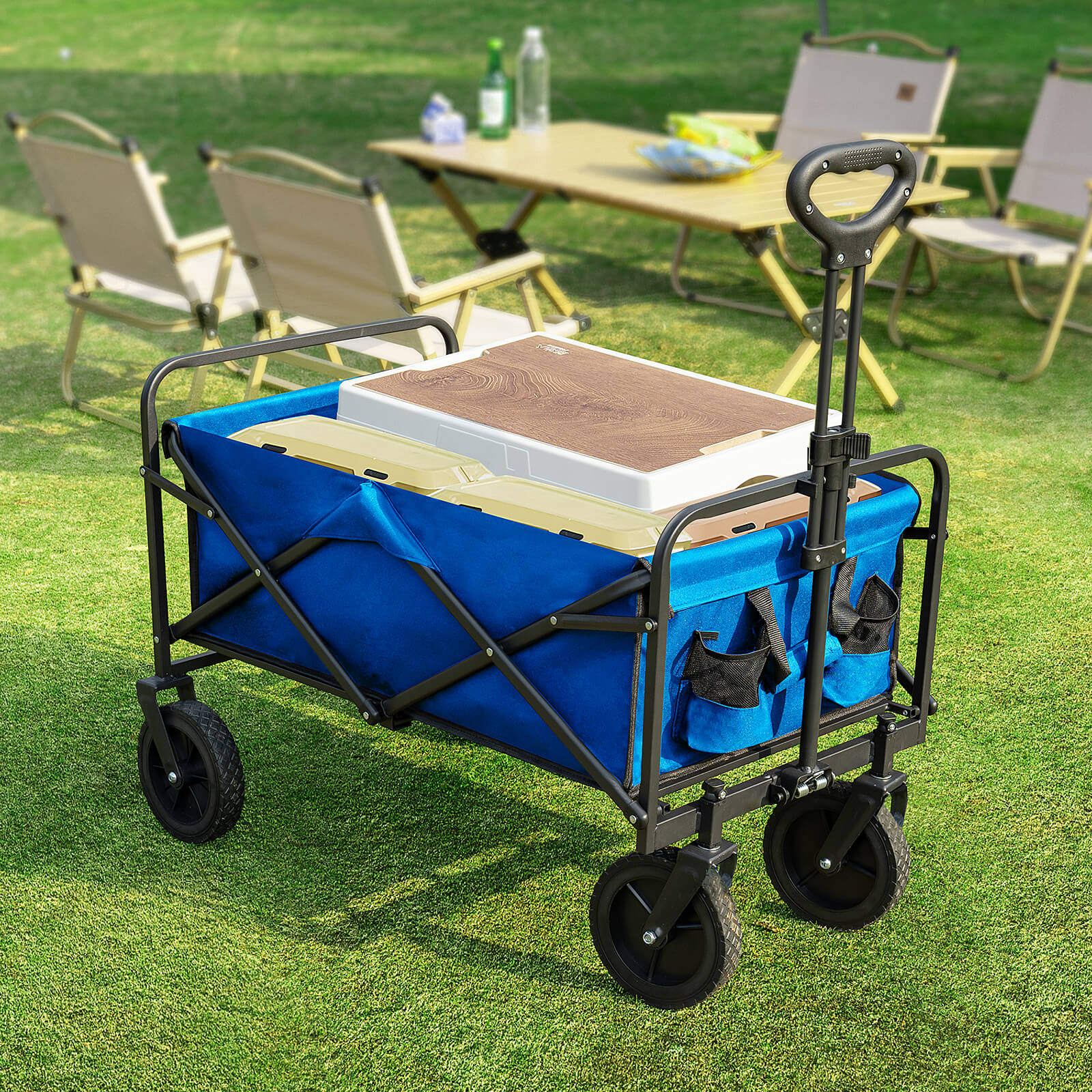 Foldable Wagon with All Terrain Wheels for Outdoor Camping