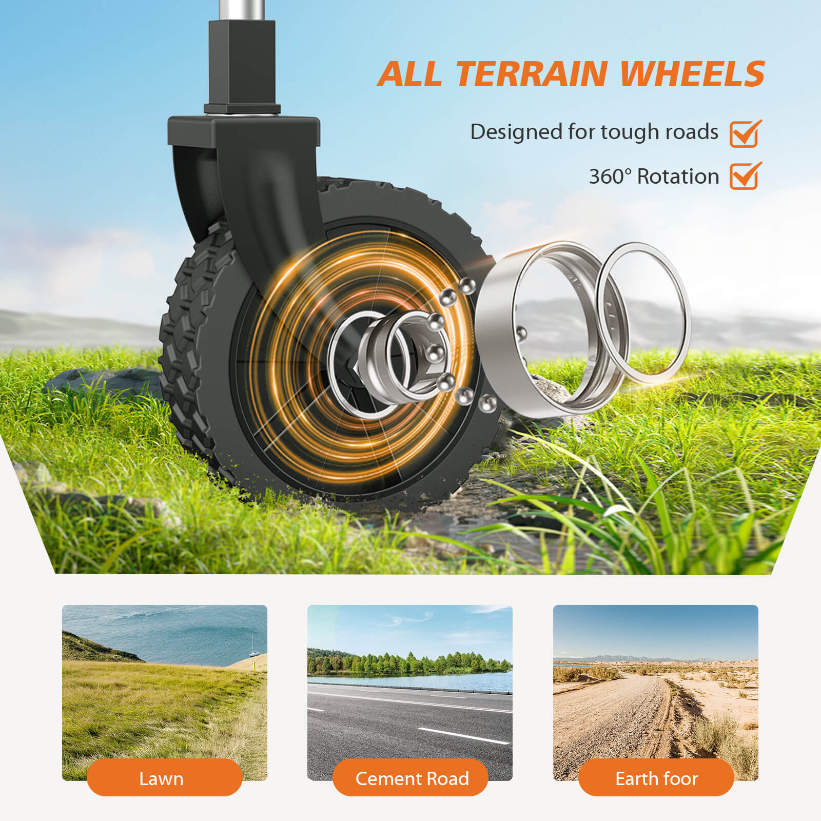 Foldable Wagon with All Terrain Wheels for Outdoor Camping