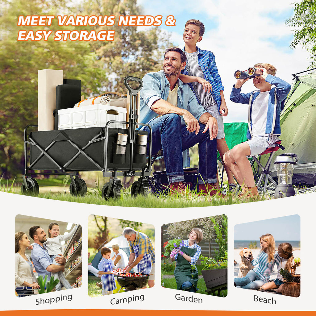 Foldable Wagon with All Terrain Wheels for Outdoor Camping