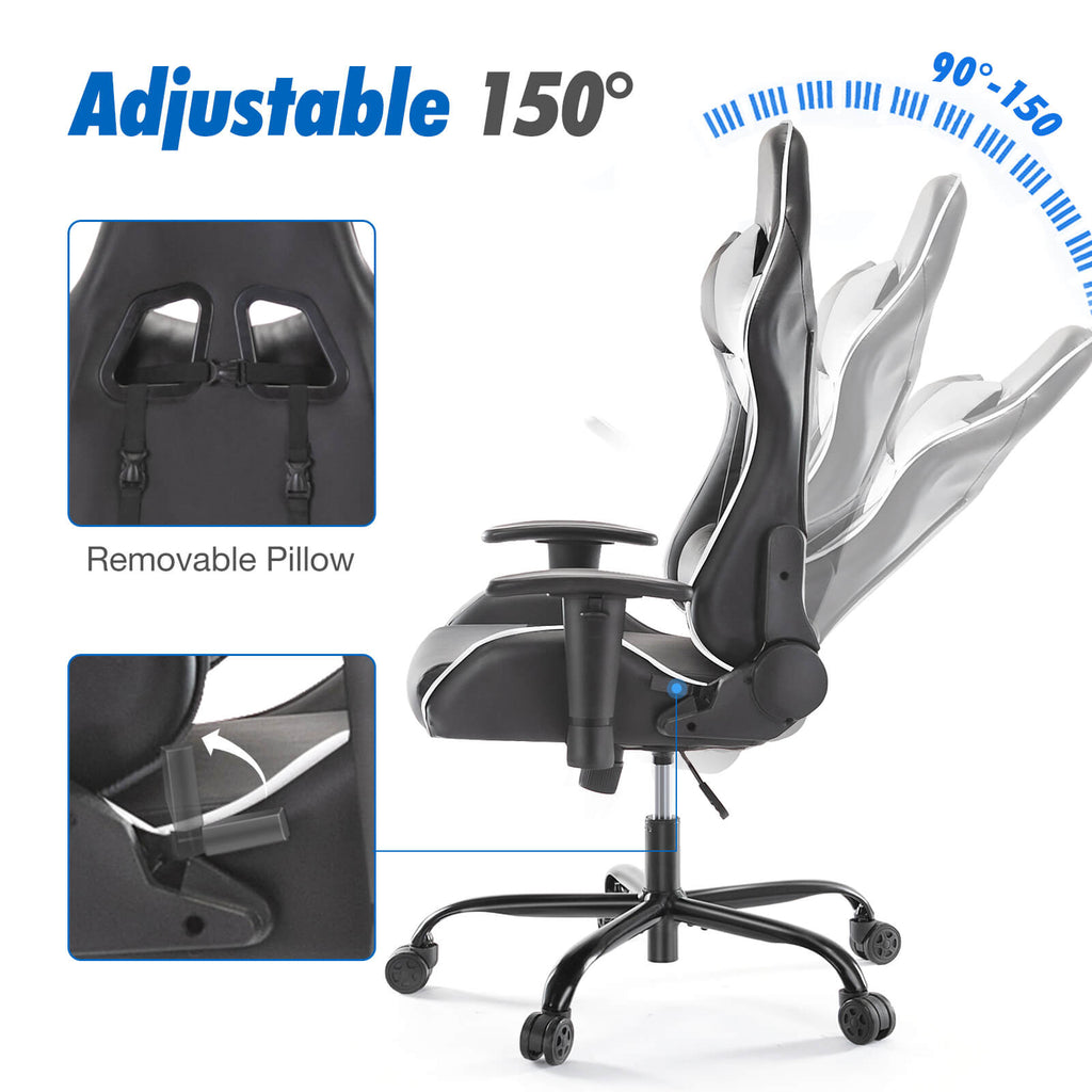 Gaming Chair with Footrest Upholstered Armrests for Home Office