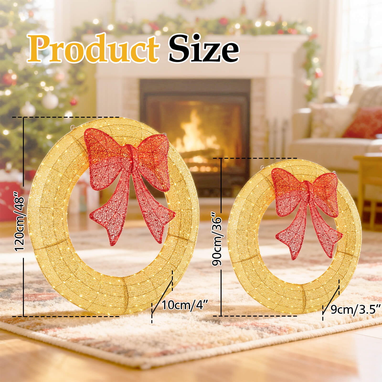 Illuminated Christmas Wreath - Outdoor Holiday Decor with Remote