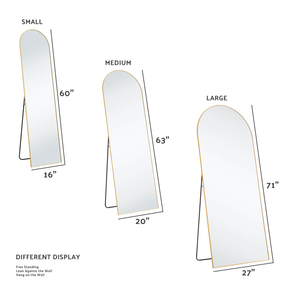 Floor Mirror with Slim Metal Frame for Bedroom