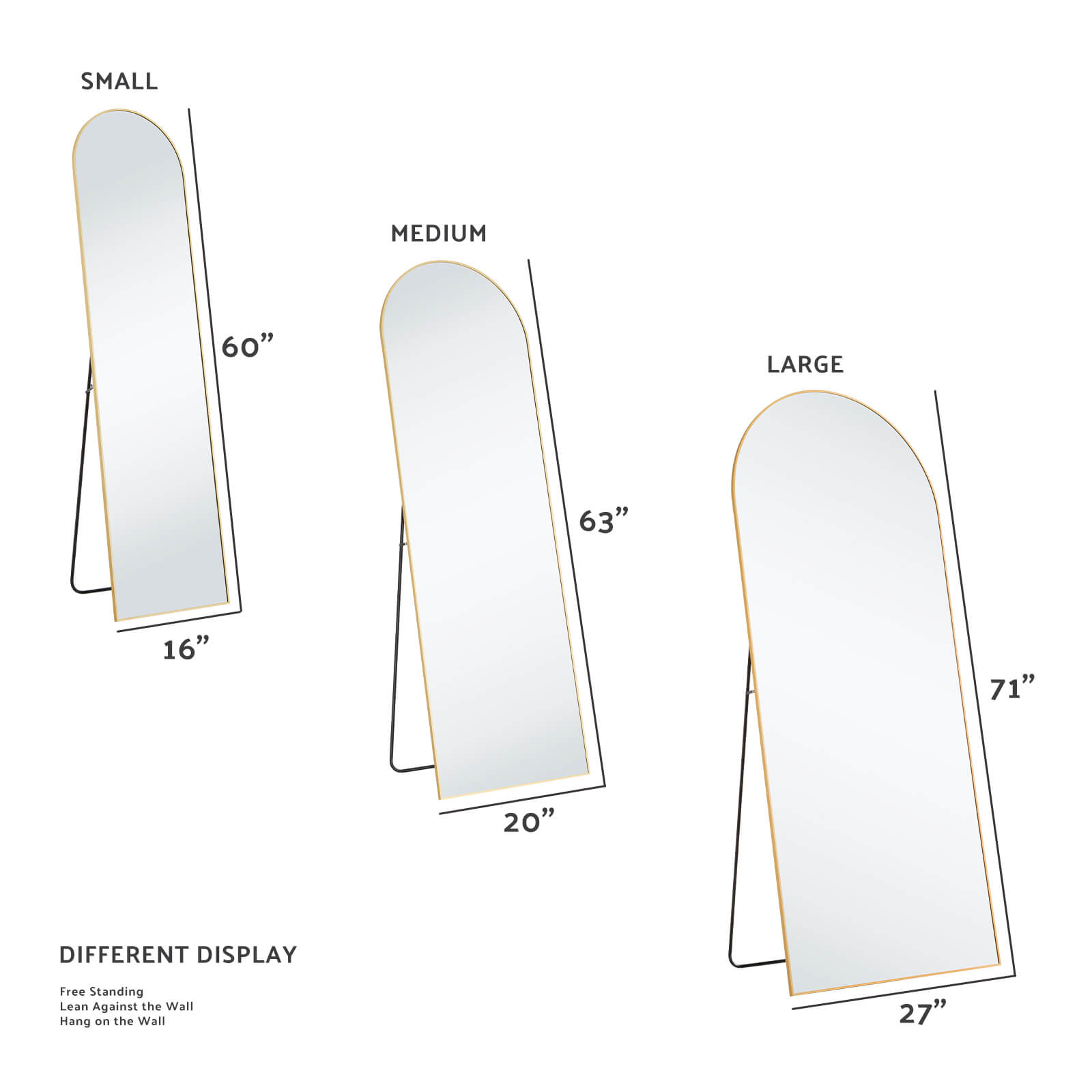 Floor Mirror with Slim Metal Frame for Bedroom