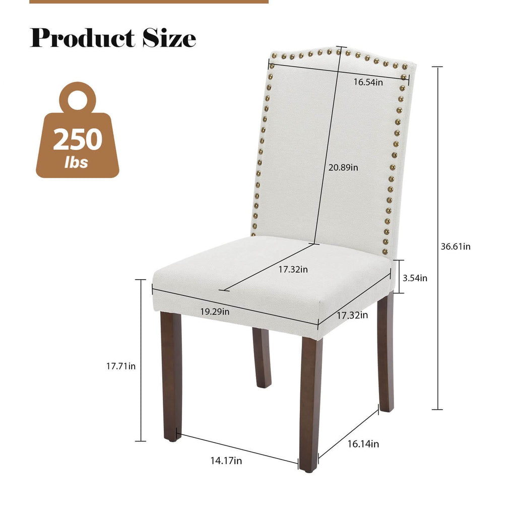Wooden Dining Chair with Leather Cushion for Dining Room-2P