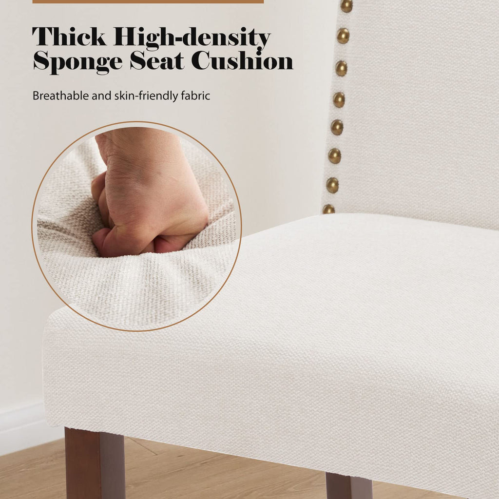 Wooden Dining Chair with Leather Cushion for Dining Room-2P