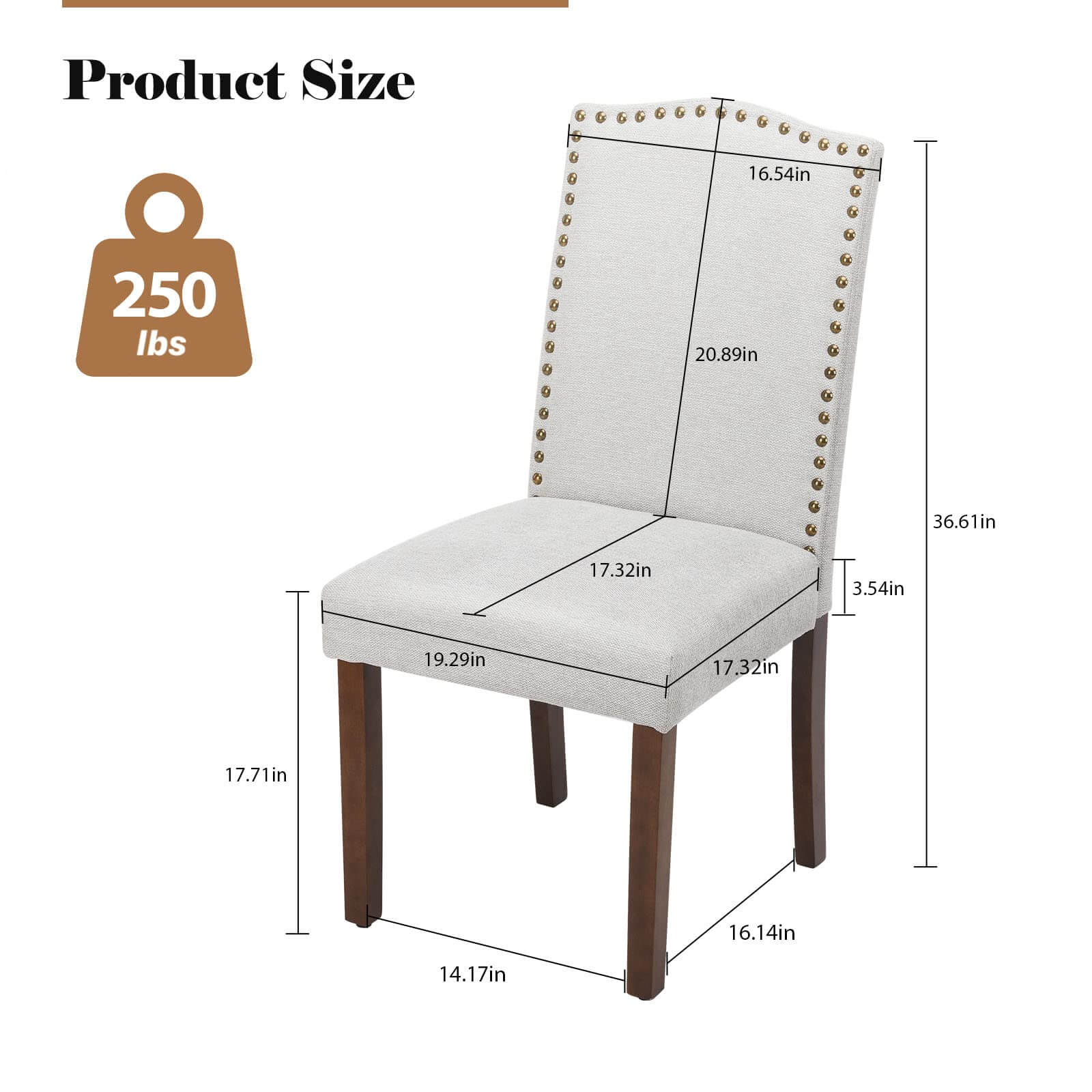 Wooden Dining Chair with Leather Cushion for Dining Room-2P