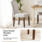 Wooden Dining Chair with Leather Cushion for Dining Room-2P