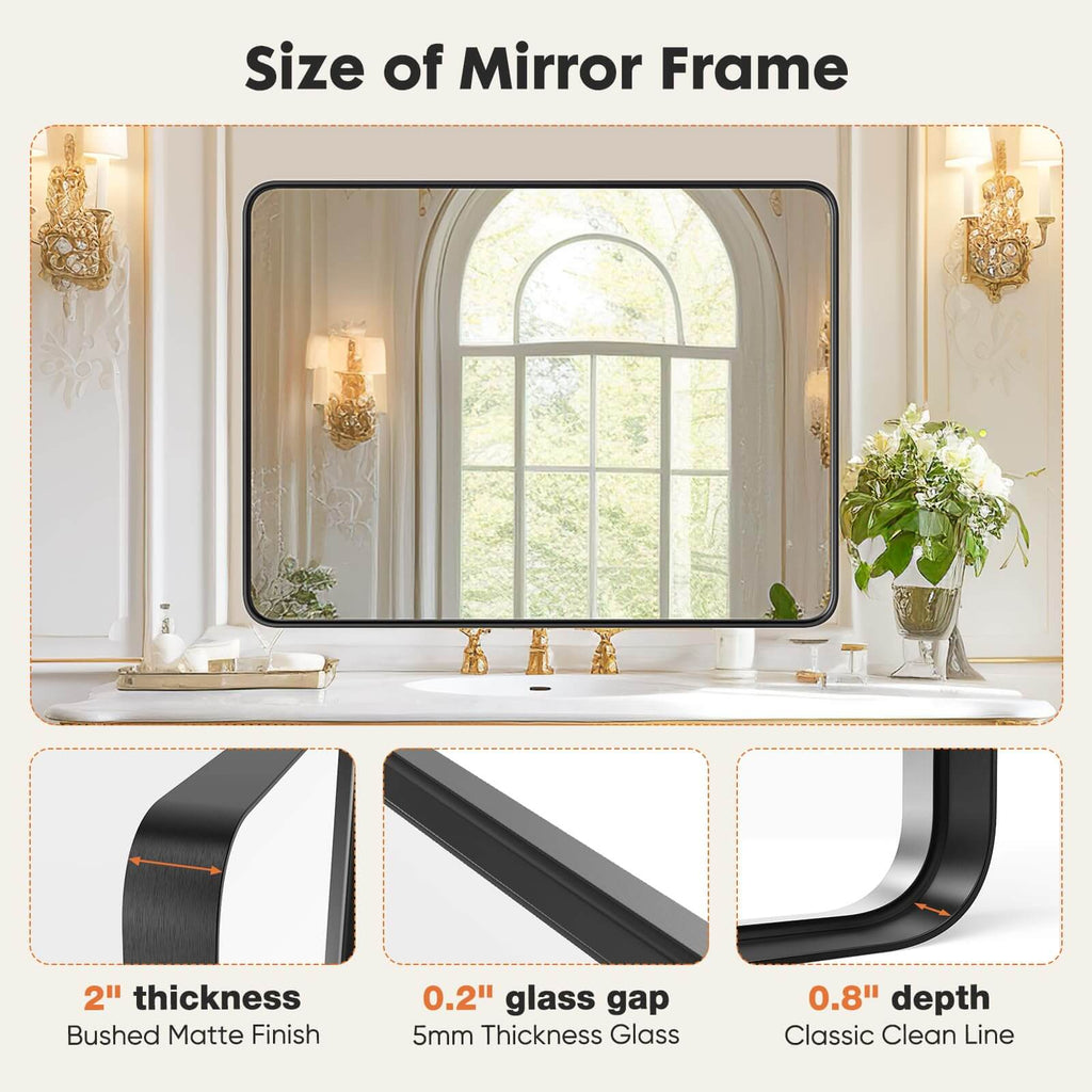Bathroom Vanity Mirror, Rust Resistant, Non-Warping