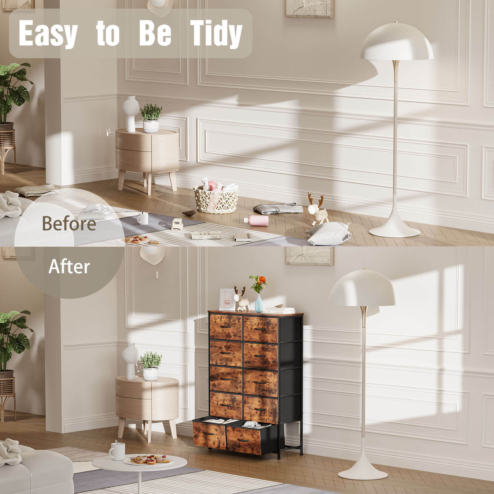 Tall Dresser with 10 Drawers for Bedroom