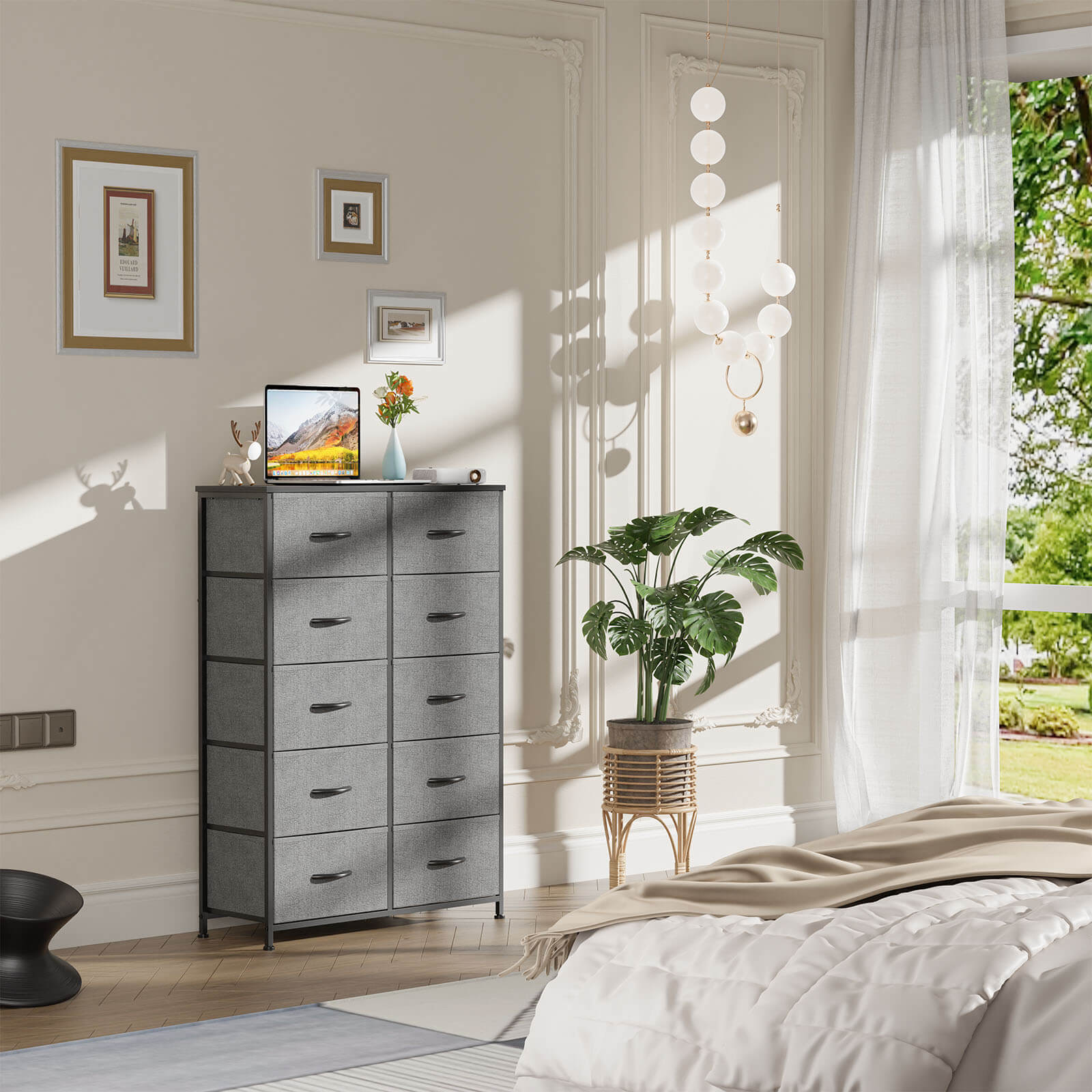 tall bedroom dresser White 6 Drawer Dresser, 55 Inch White for Bedroom, Modern Farmhouse Style Chest of Drawers for Living Room, Wood Rustic Tall Clothing Organizer for Closet, Living Room, Hallway this immensely practical dresser features a streamlined silhouette that carries a blue tone finish and stands on simple block feet Sweetcrispy Tall Dresser with 10