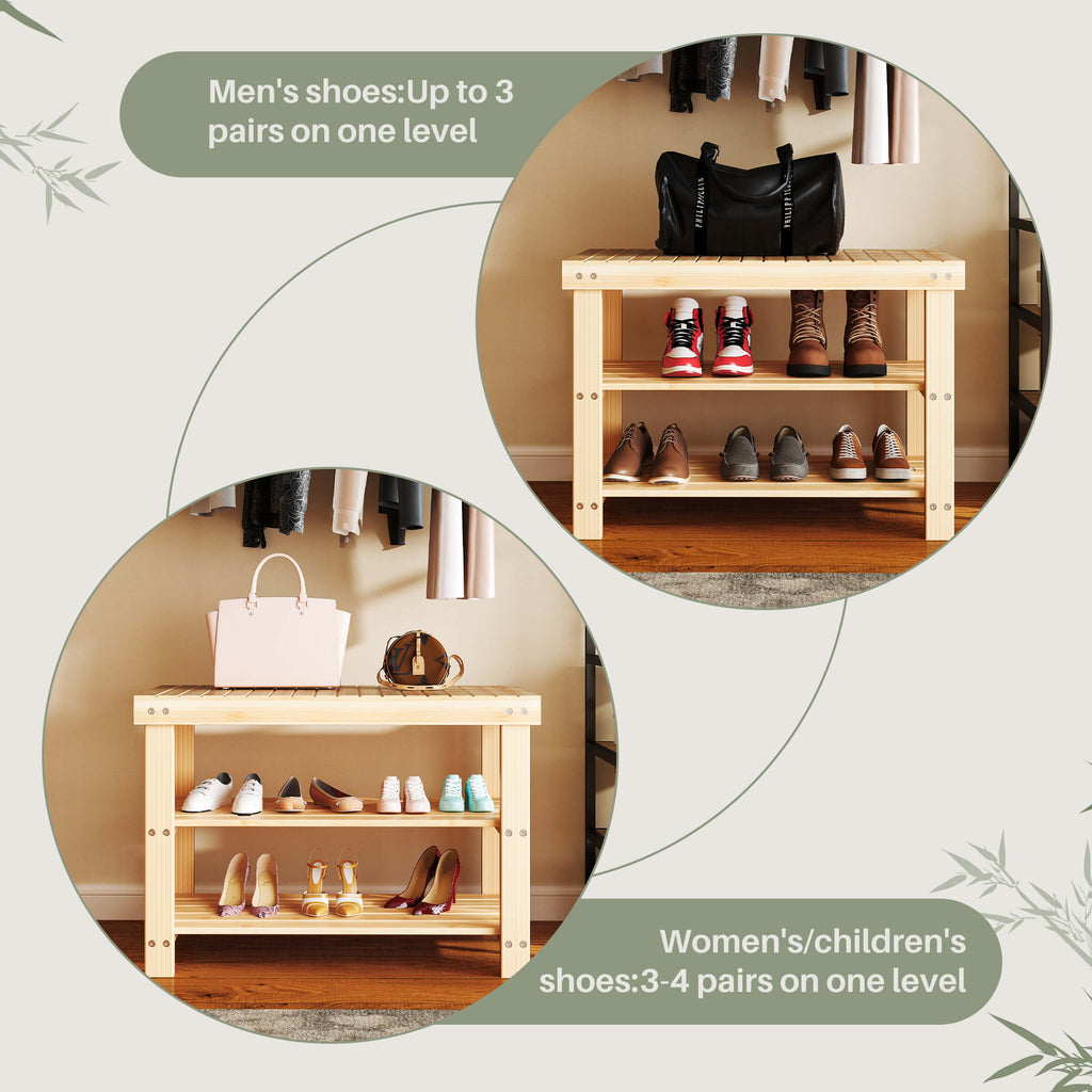 2-in-1 Bamboo Shoe Bench for Entryway