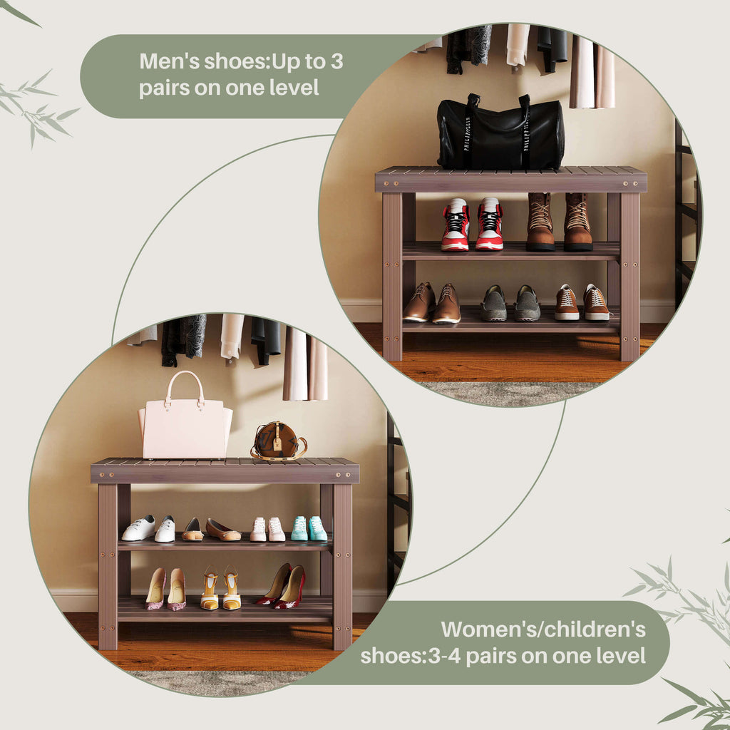 2-in-1 Bamboo Shoe Bench for Entryway