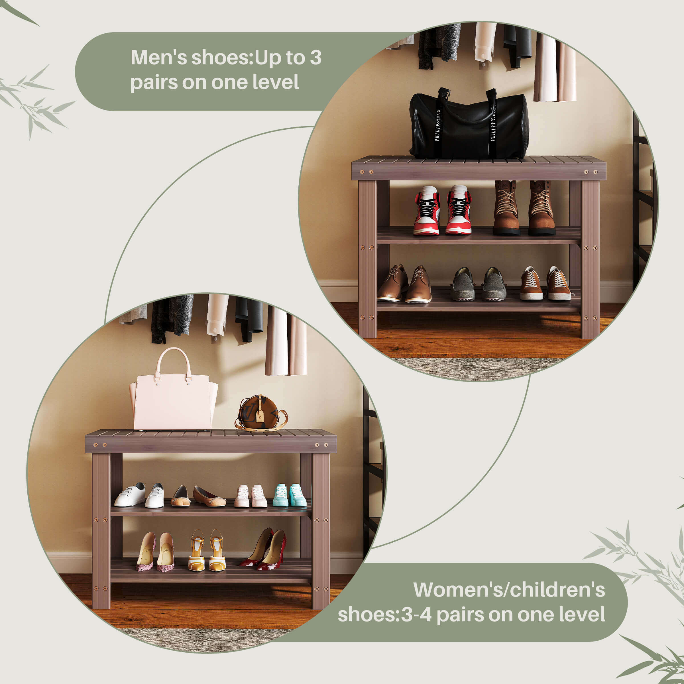 2-in-1 Bamboo Shoe Bench for Entryway