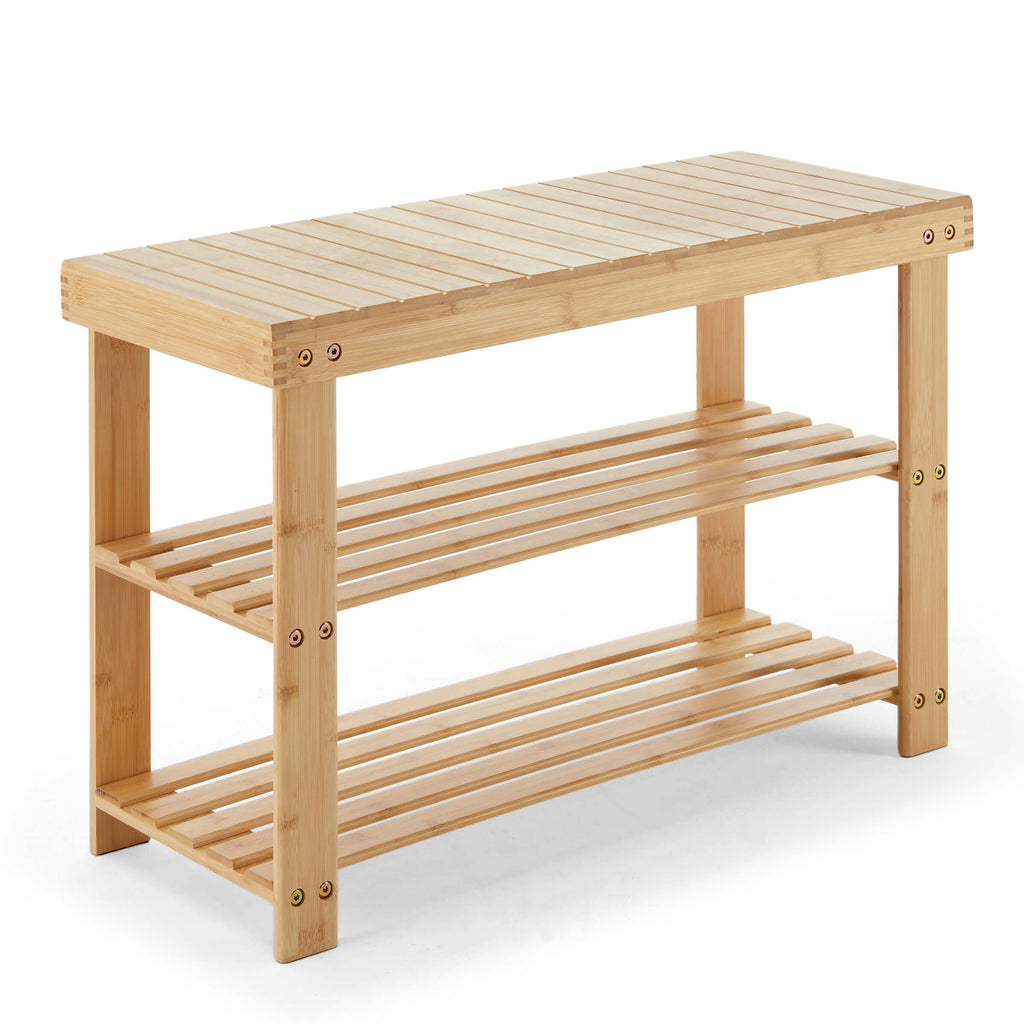 2-in-1 Bamboo Shoe Bench for Entryway