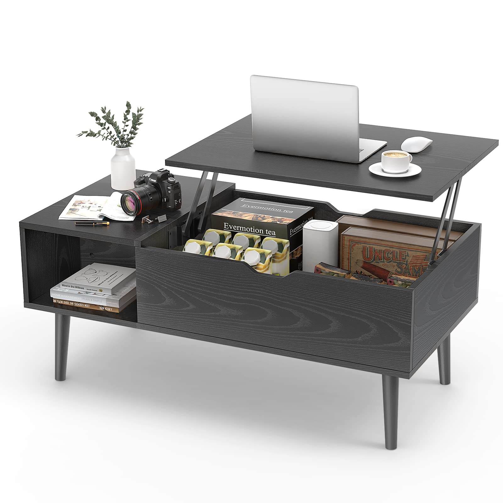 Coffee Table Liftable with Storage for Living Room