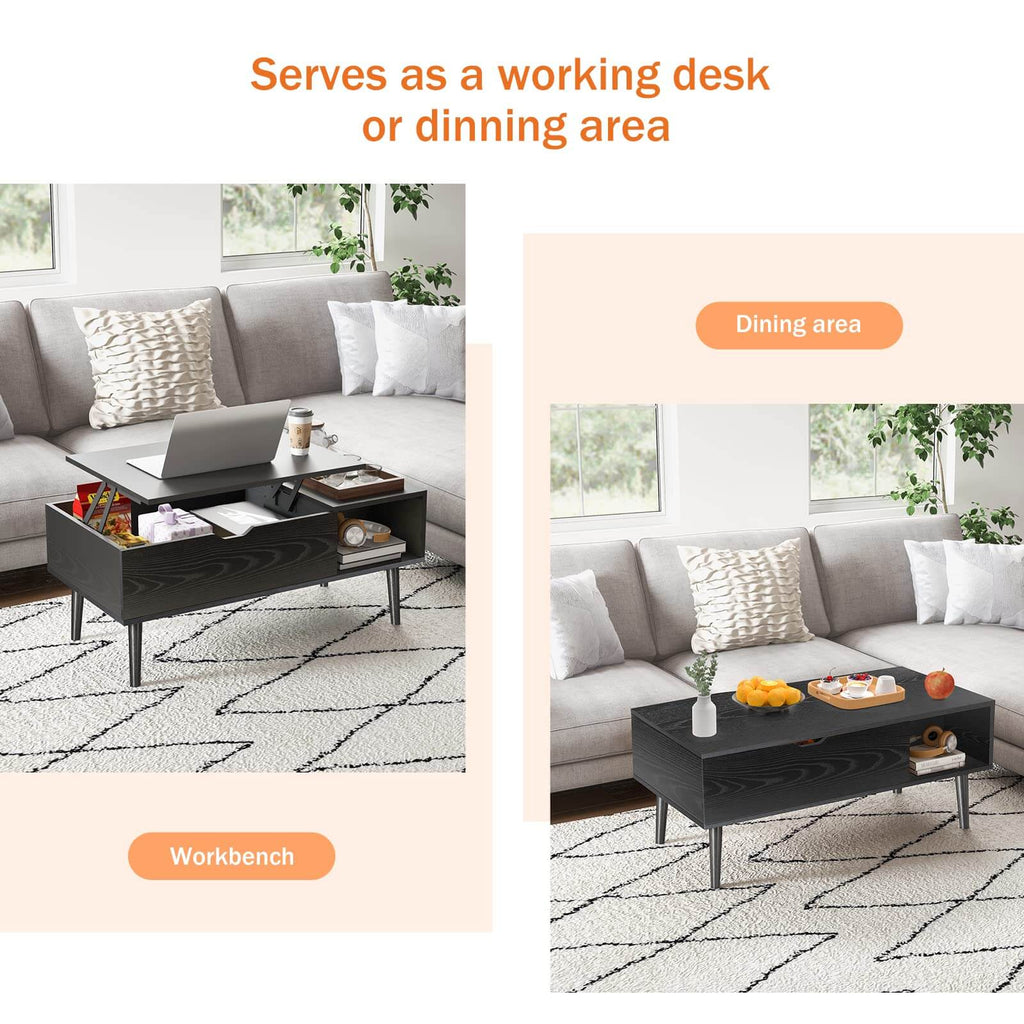 Coffee Table Liftable with Storage for Living Room