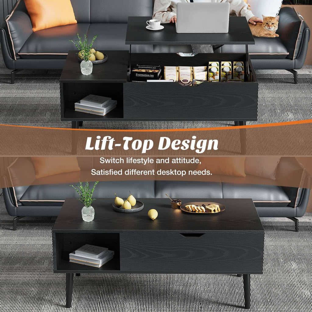 Coffee Table Liftable with Storage for Living Room