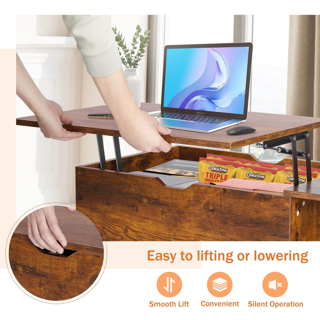 Coffee Table Liftable with Storage for Living Room