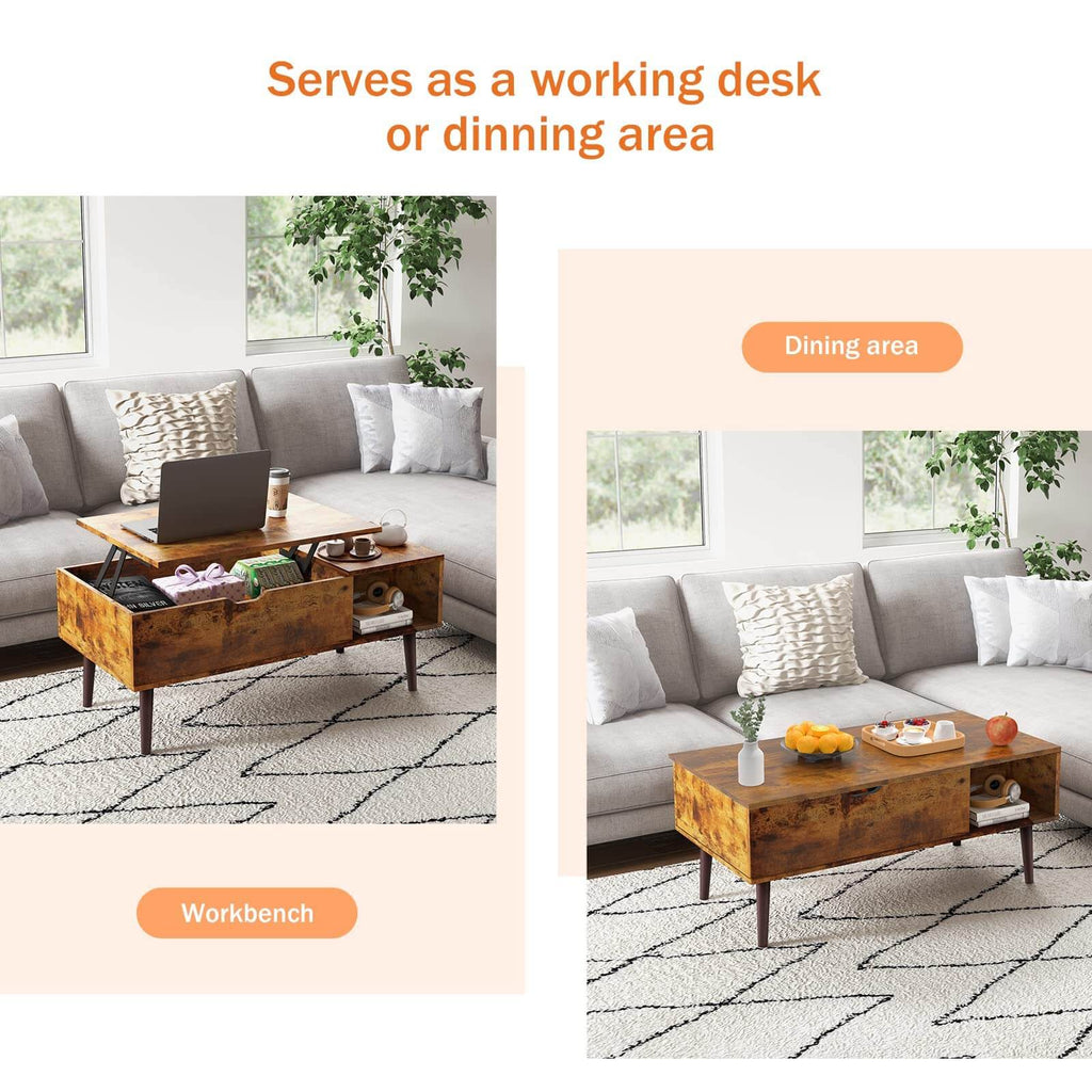 Coffee Table Liftable with Storage for Living Room