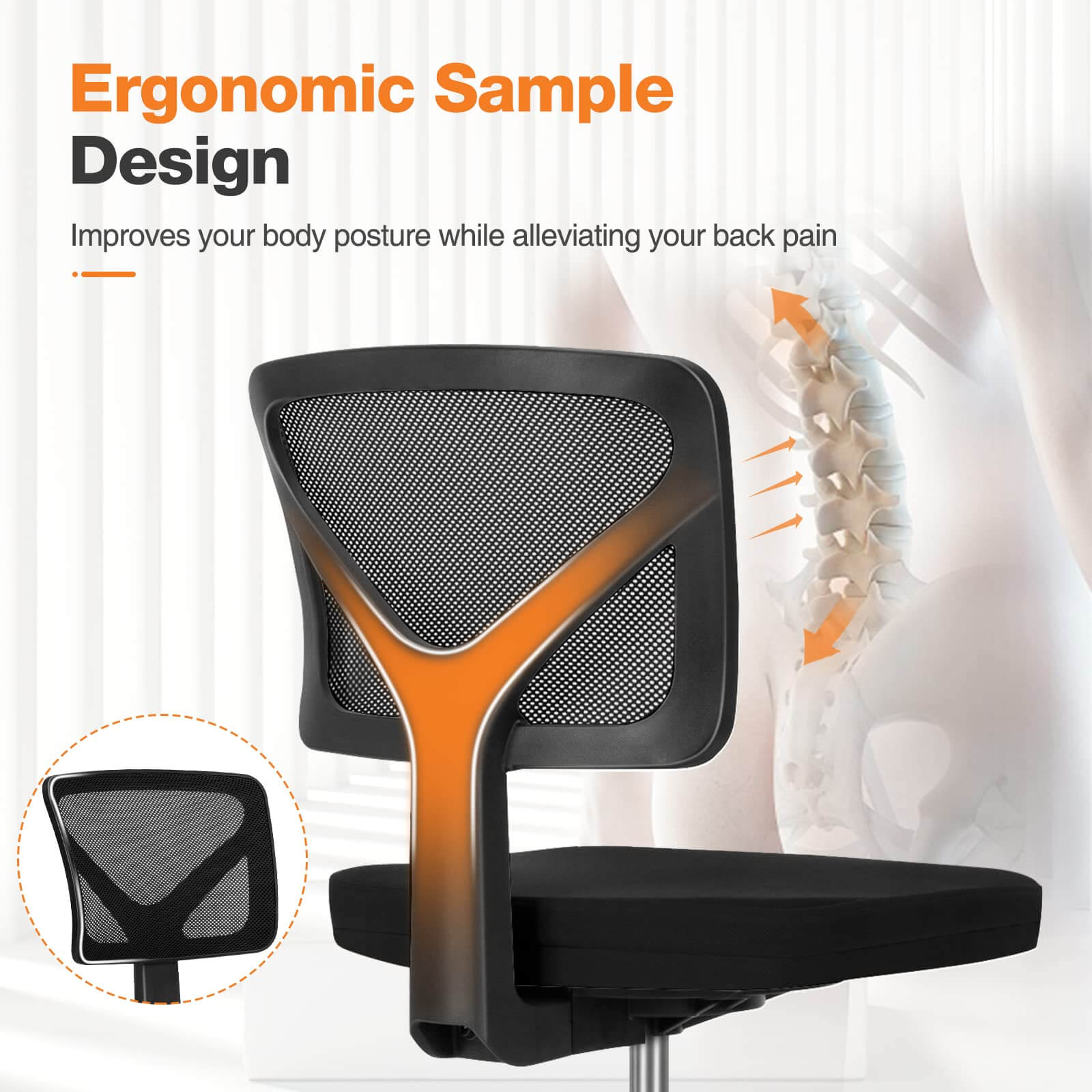 Desk Chair with Lumbar Support for Office