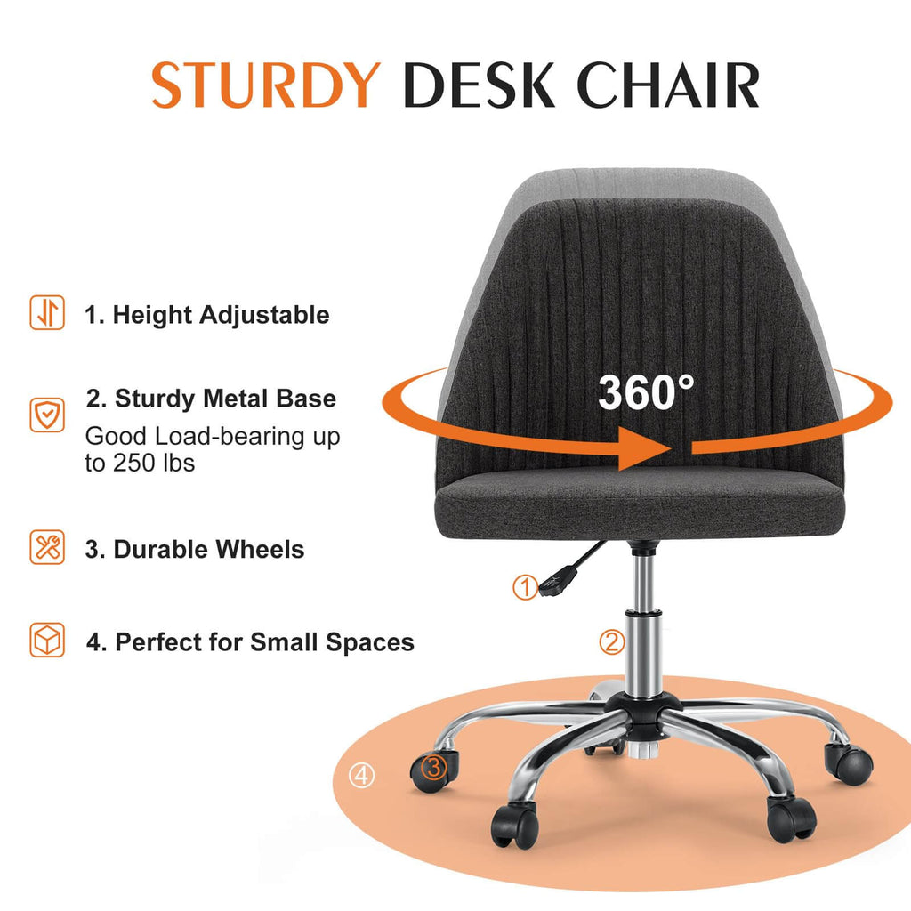 Office Chair Armless with Rollers for Office