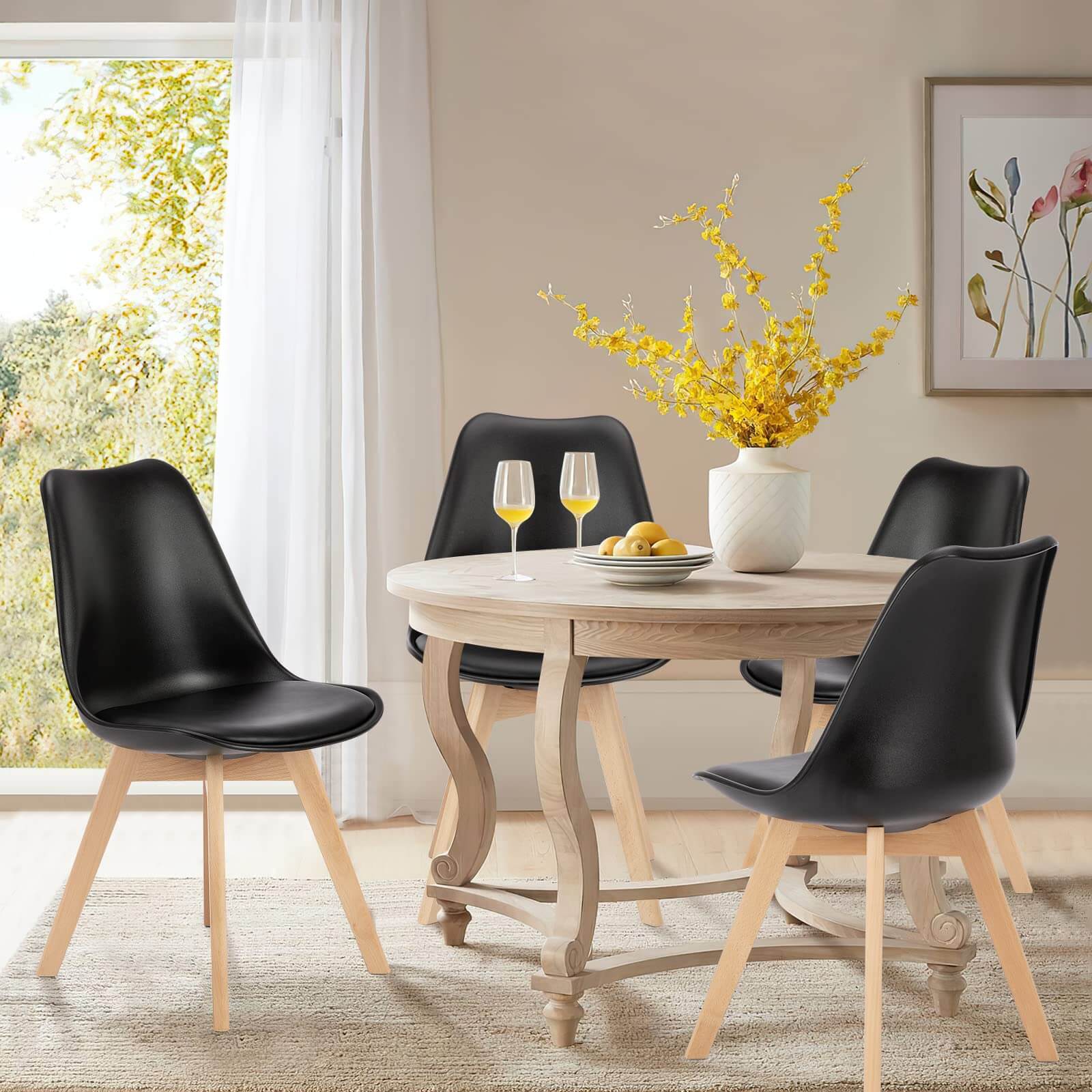 Dining Chair PU Leather Upholstered for Dining Room