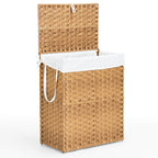 Collapsible Rattan Laundry Hamper for Laundry Room