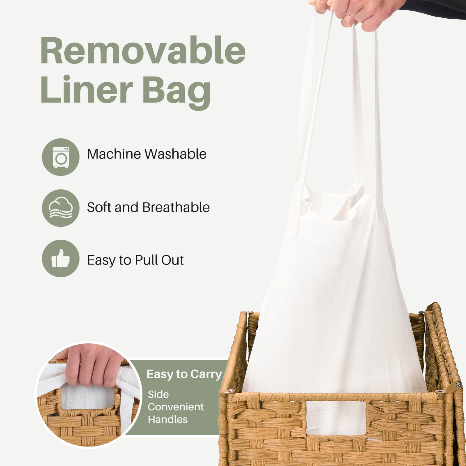 Collapsible Rattan Laundry Hamper for Laundry Room