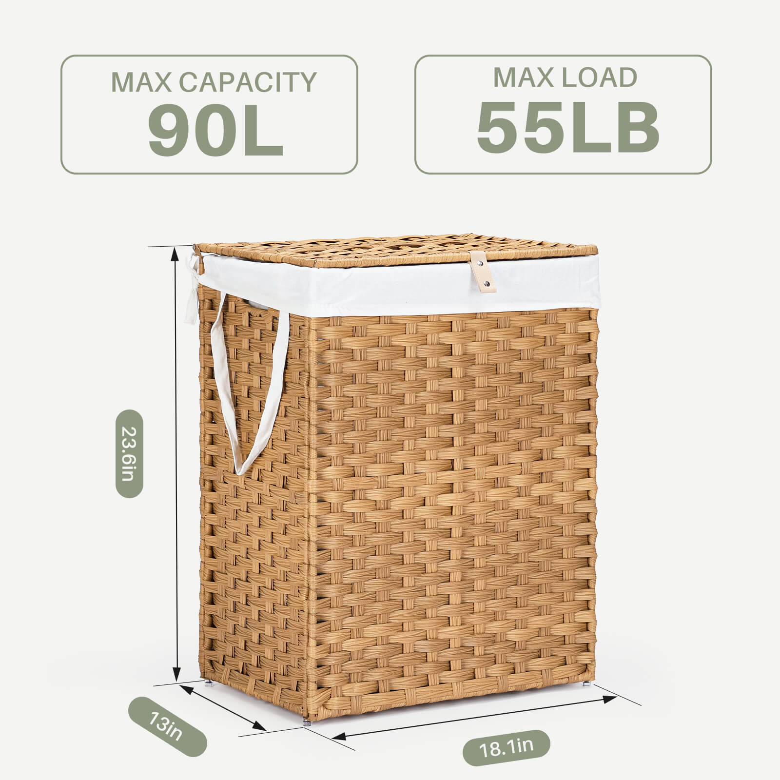 Collapsible Rattan Laundry Hamper for Laundry Room